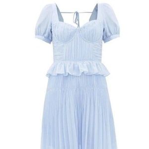 Self Portrait Blue Chiffon Midi Dress: Size 2